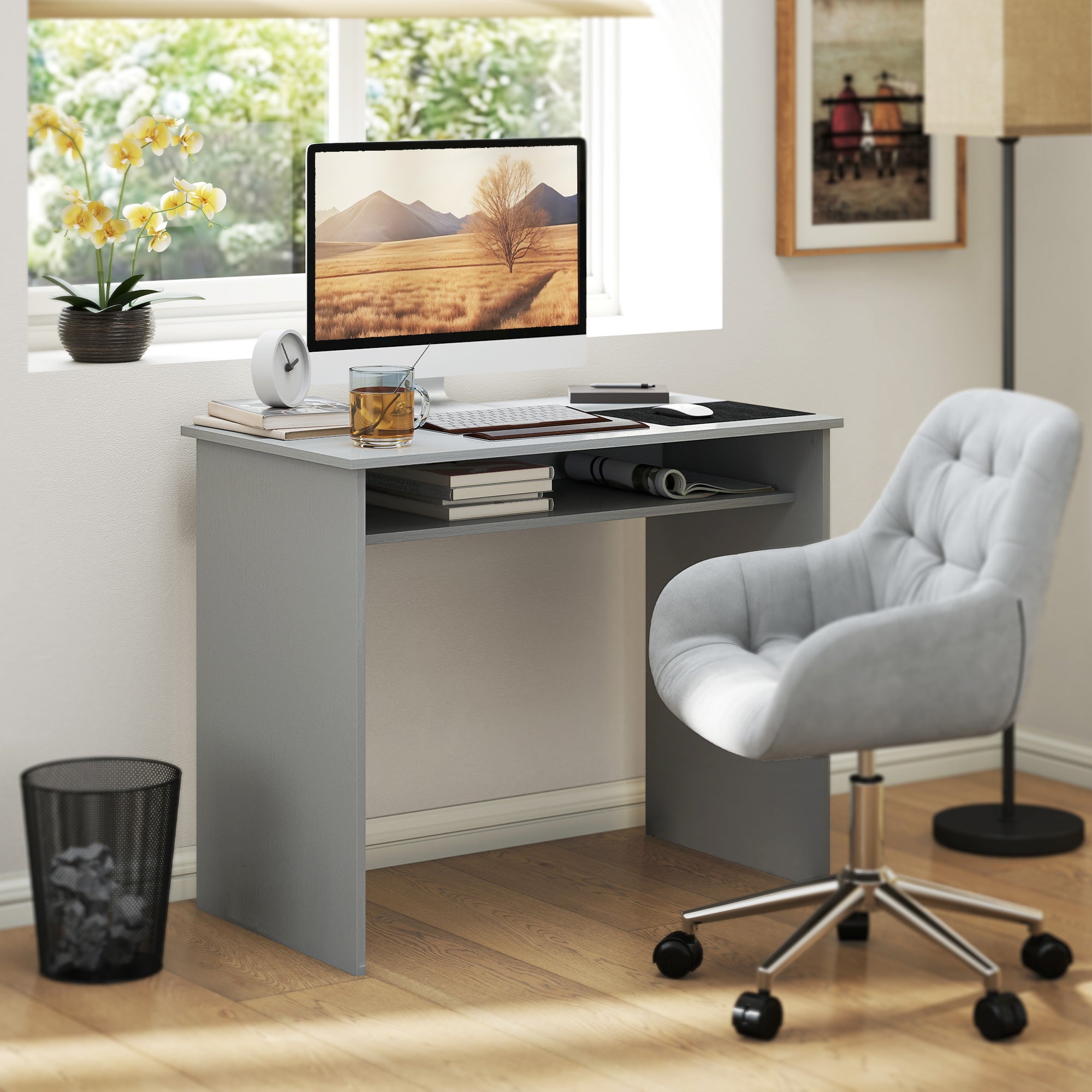 Writing Desk Laptop Table Workstation with Shelf Home Office
