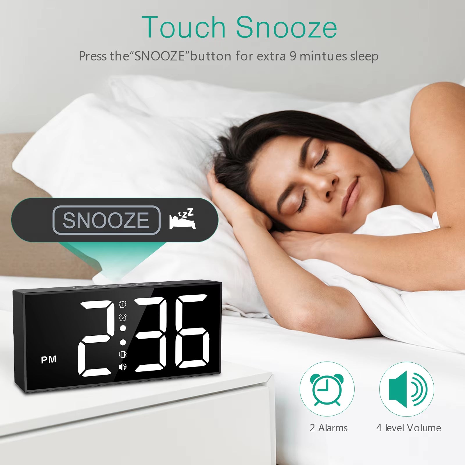 ORIA 7.5" Vibrating LED Alarm Clock