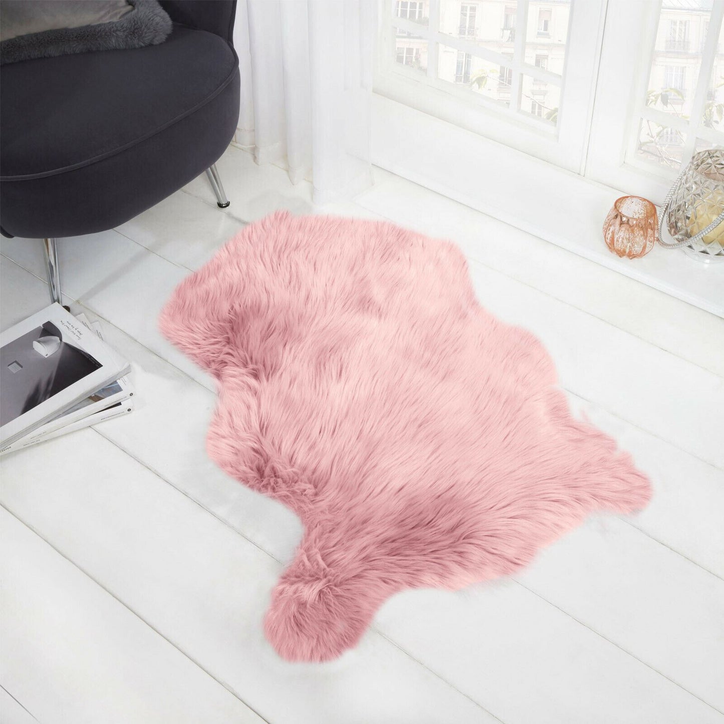 Sienna Faux Fur Sheepskin Area Rug - Plush Large Carpet for Living Room and Bedroom