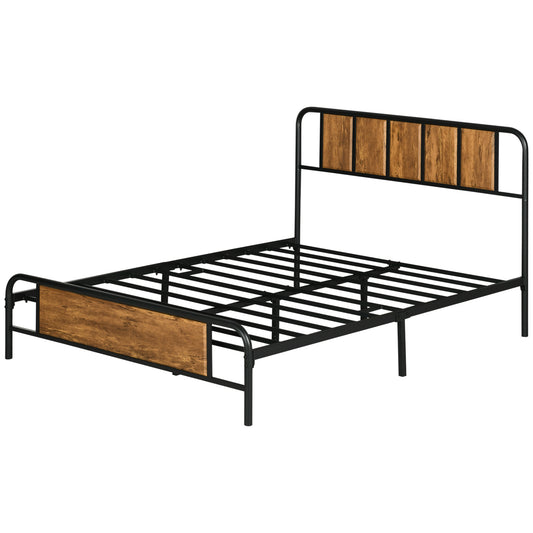 Bed Frame with Footboard and under Bed Storage Rustic Brown