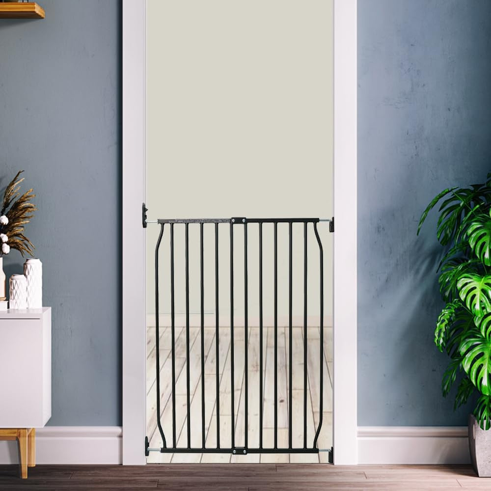 Extra Tall Eco Screw Fit Baby Gate, Black, 70Cm - 80Cm, Extra Tall Gate