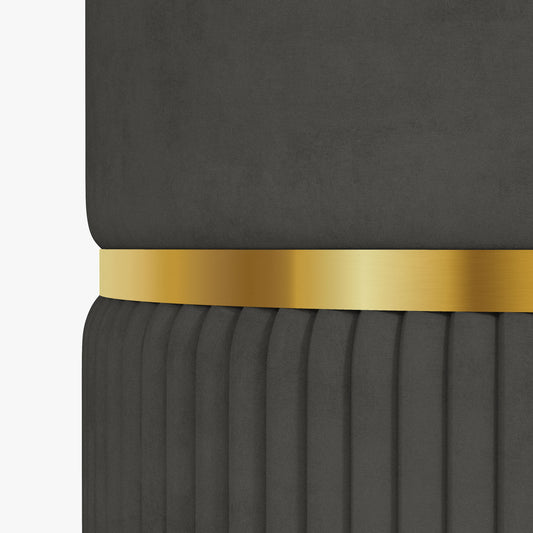 Round Storage Foot Stool, Velvet-Feel Fabric Upholstered Pouffe