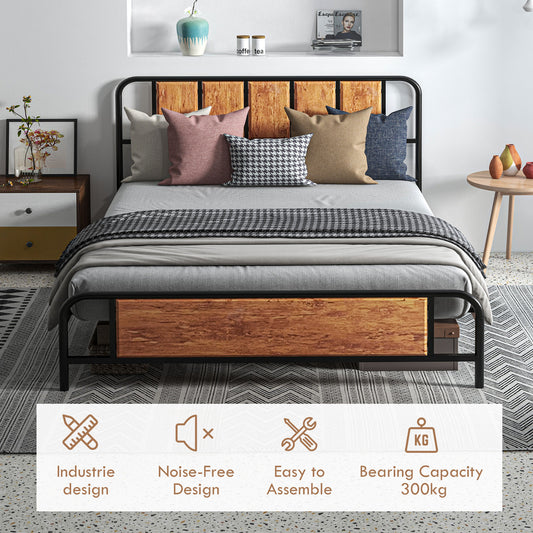 Bed Frame with Footboard and under Bed Storage Rustic Brown