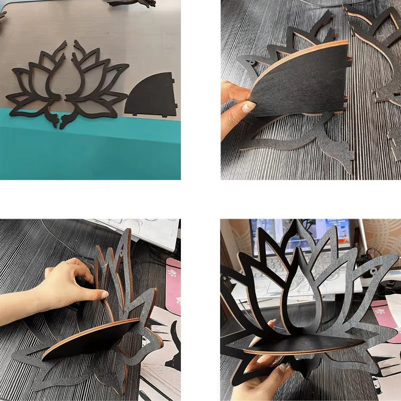 Wooden Lotus Wall-Mounted Aromatherapy Shelf