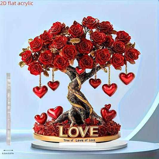 Crystal Heart Rose Tree Valentine Decor