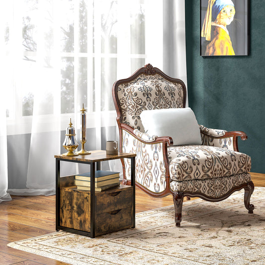 Bedroom Accent End Table with Shelf and Drawer