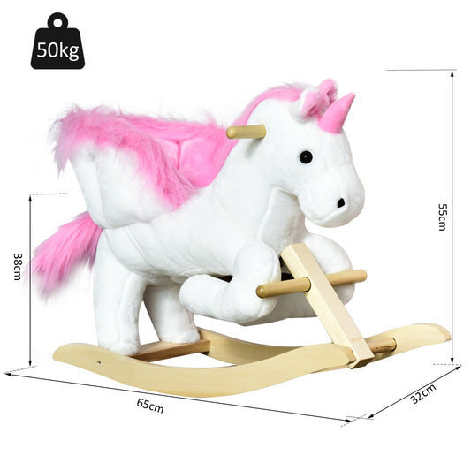 Kids Ride on Unicorn Baby Rocking Horse Rocker Chair Plush Toy with Music