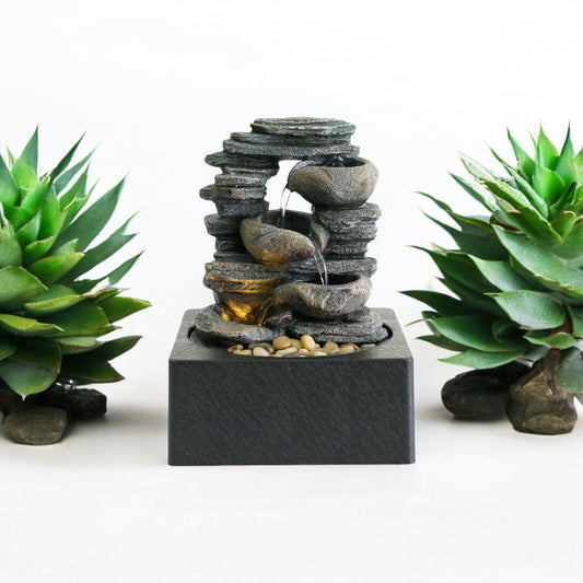 Water Fountain Feature Indoor Outdoor LED Fountain Waterfall Garden Decor