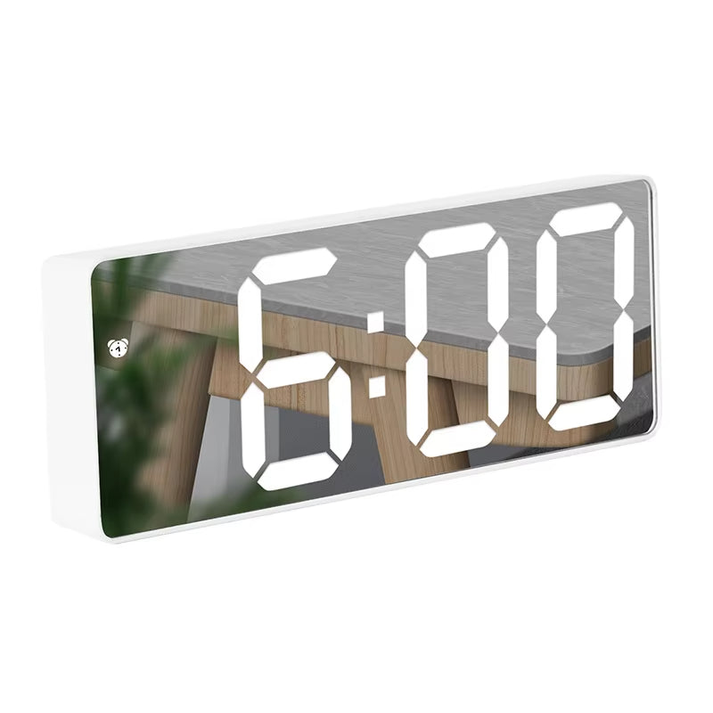 Smart LED Mirror Alarm Clock with Temperature