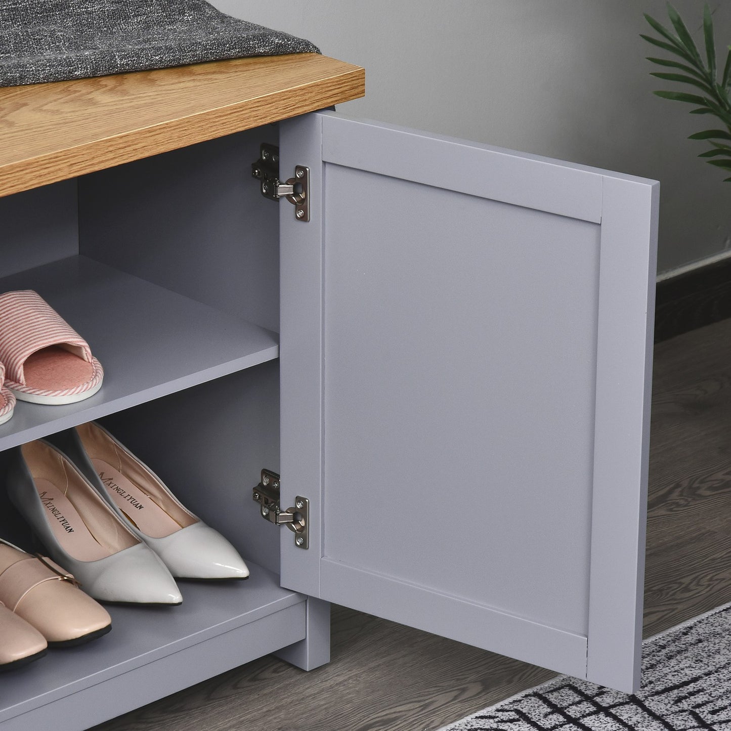 HOMCOM Shoe Cabinet 4Storage Units Wood Effect Top Entryway Livingroom Furniture