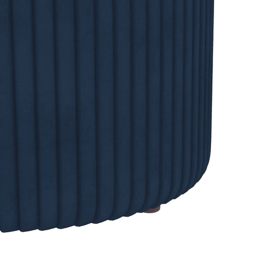 Round Storage Foot Stool, Velvet-Feel Fabric Upholstered Pouffe