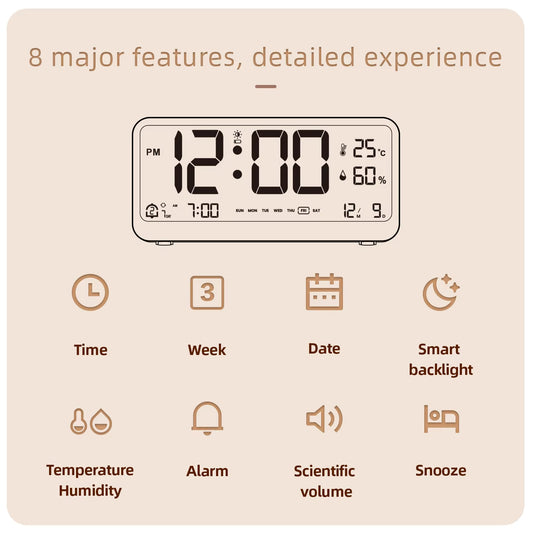 8001-EN LED Alarm Clock with Temp & Humidity