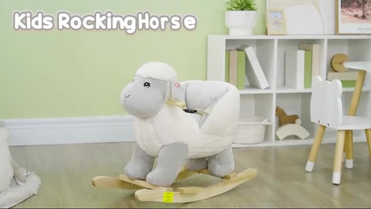 AIYAPLAY Baby Rocking Horse with Safety Belt, Sound, for Ages 18-36 Months