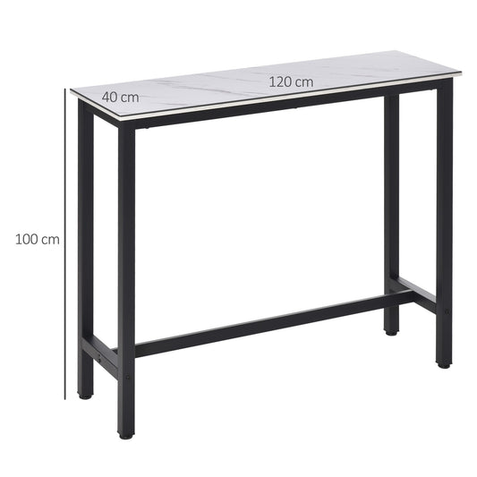 Adjustable Bar Table for Breakfast and Dining - White and Black with Footpads