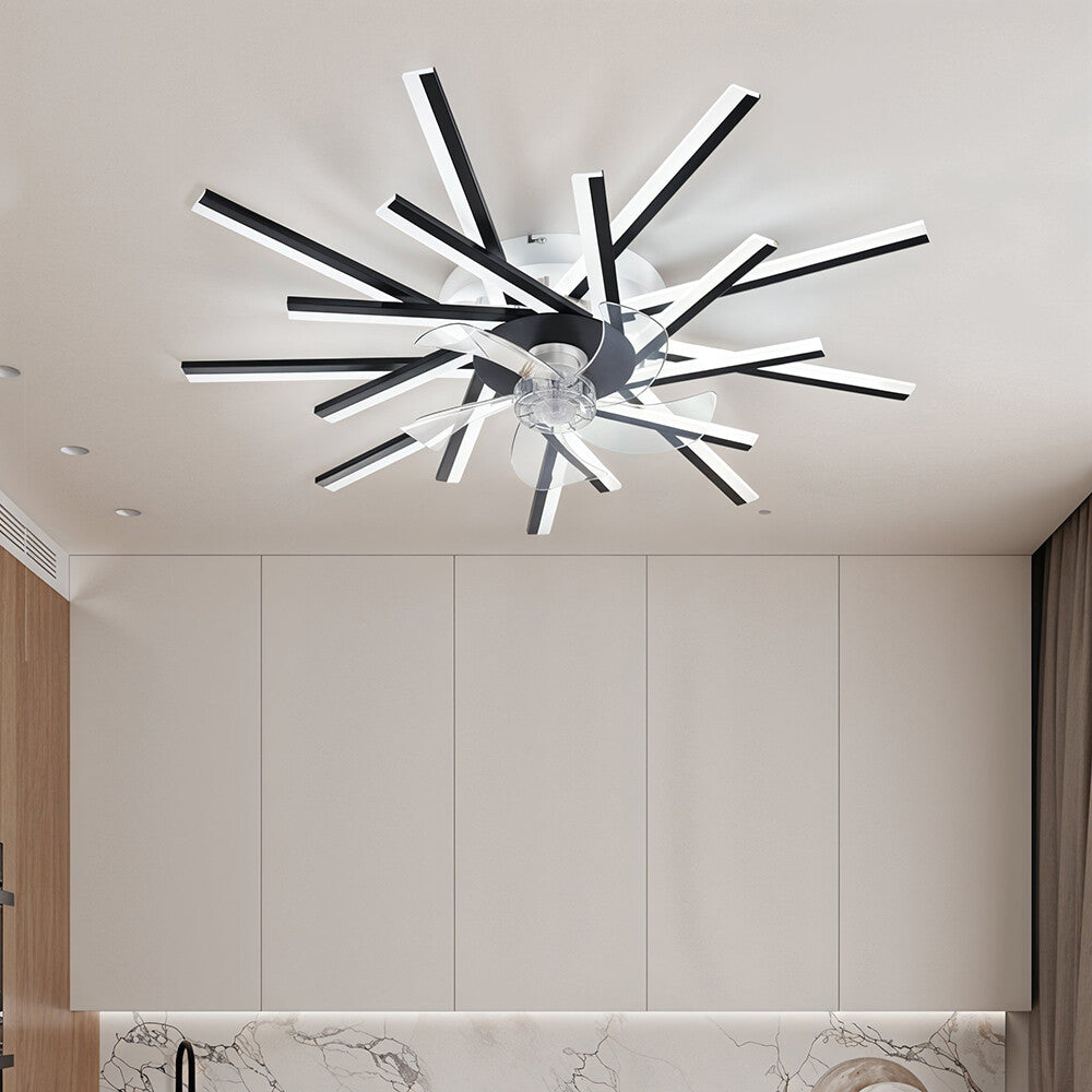 6 Speed Large LED Ceiling Fan with Lighting LED Light Adjustable Wind + Remote
