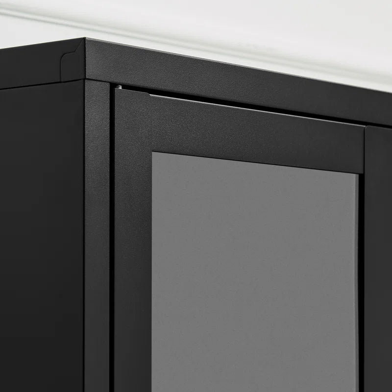 Niccolino Metal & Glass Long Sideboard or TV Cabinet - Sleek Modern Deco Design