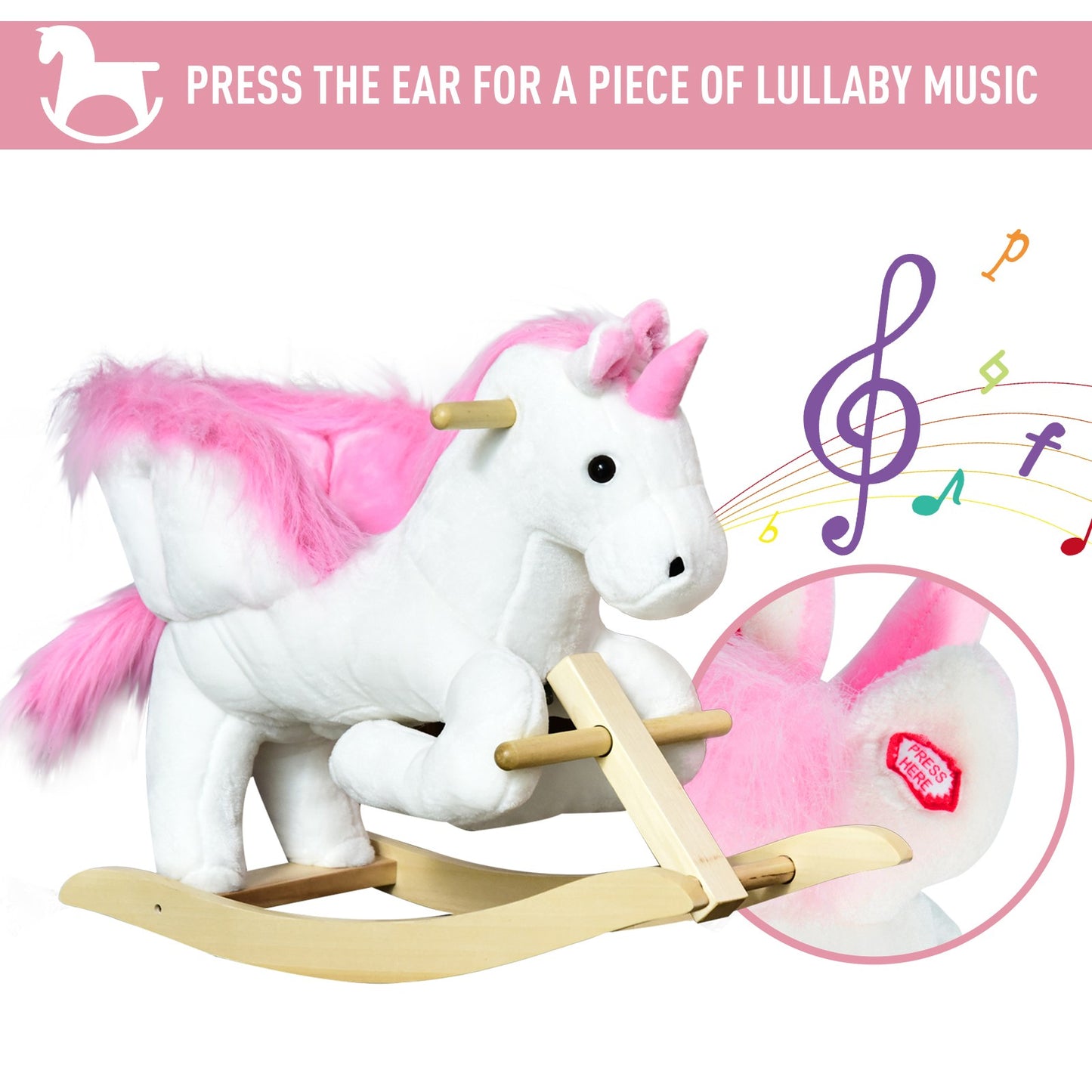 Kids Ride on Unicorn Baby Rocking Horse Rocker Chair Plush Toy with Music