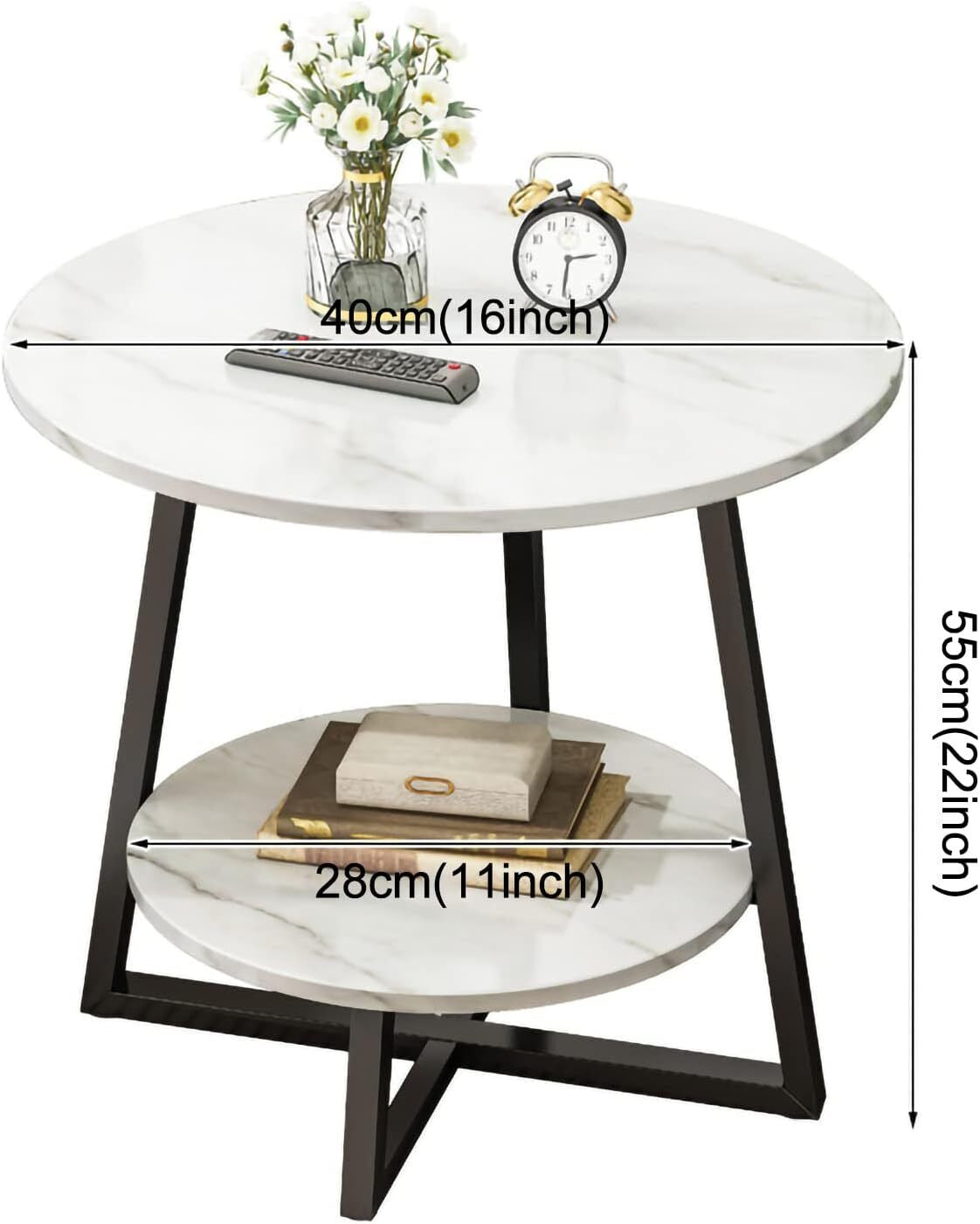 Small round Sofa Side Table Coffee End Table 2 Tier Shelf Living Room Bedroom