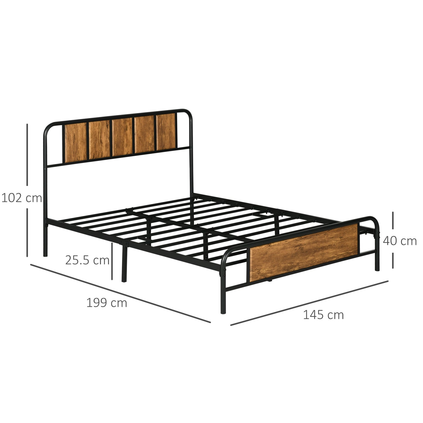 Bed Frame with Footboard and under Bed Storage Rustic Brown