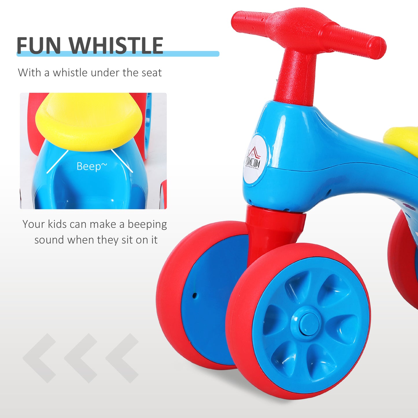 Baby Balance Bike Toddler Safe Training 4 Smooth Rubber Wheels W/Storage Bin