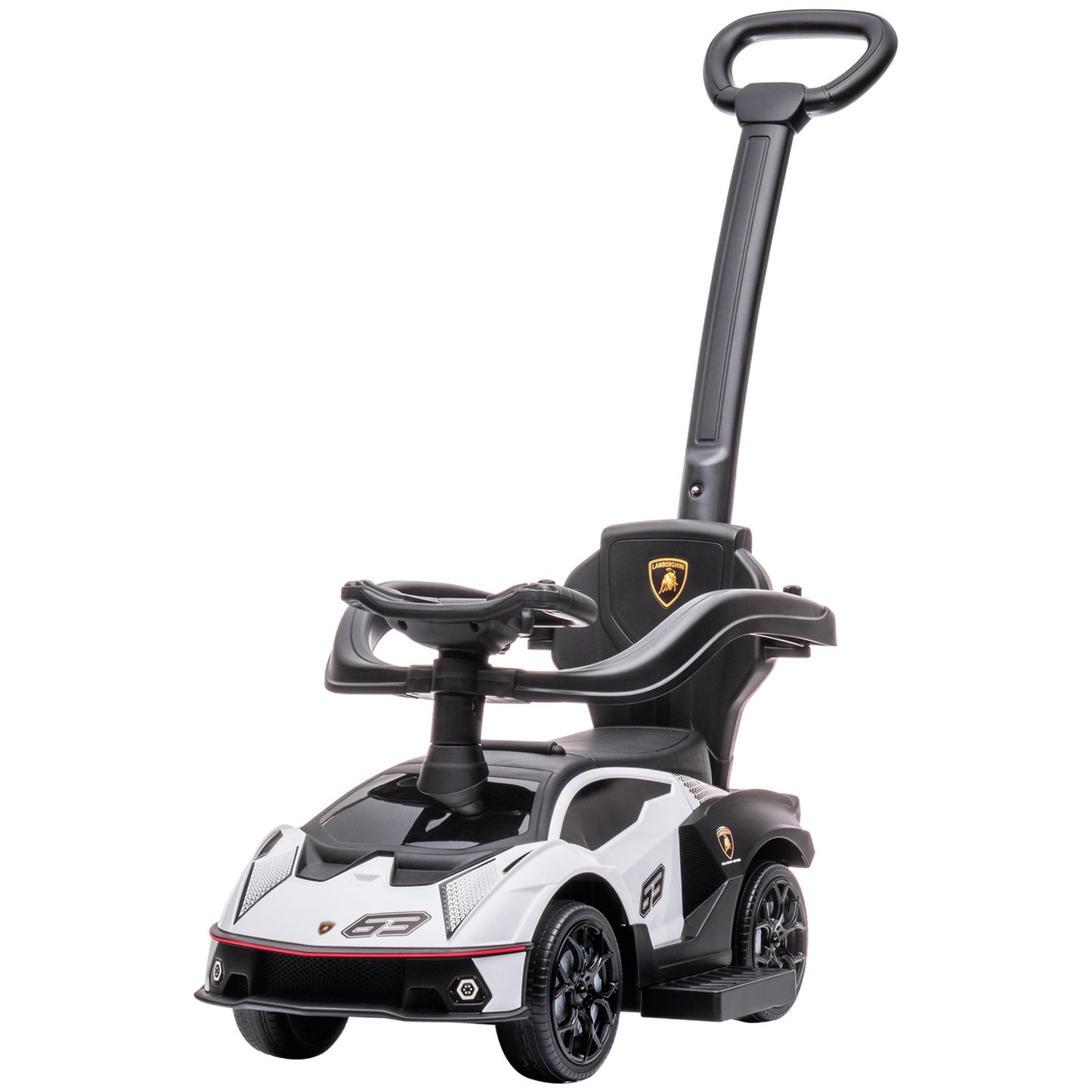 AIYAPLAY Lamborghini 2 in 1 Baby Ride on Push Car Toddler Push along Car, White