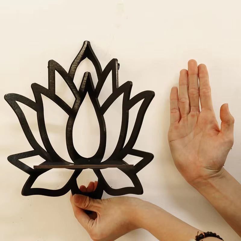 Wooden Lotus Wall-Mounted Aromatherapy Shelf
