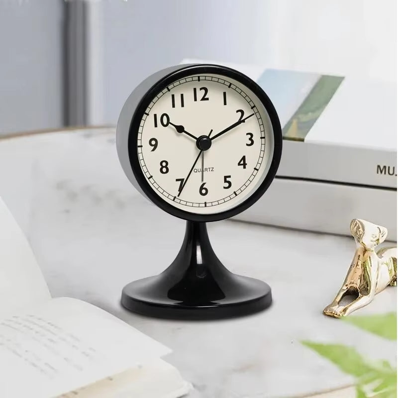 Nordic Metal Round Silent Bedside Alarm Clock