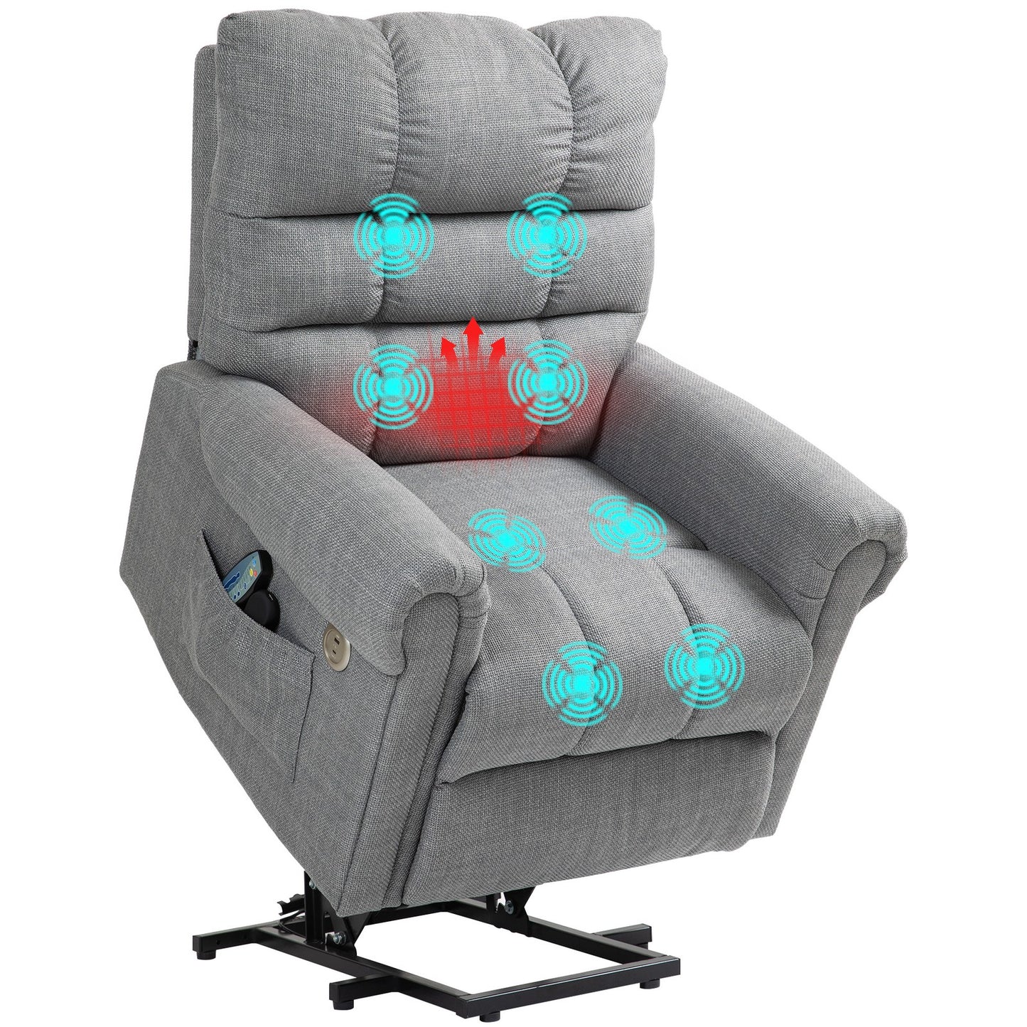 HOMCOM Power Lift Recliner Chair for Elderly with Massage and Heat Grey