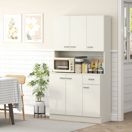 Kitchen Storage Cabinet with 6 Doors, Drawer, Adjustable Shelves