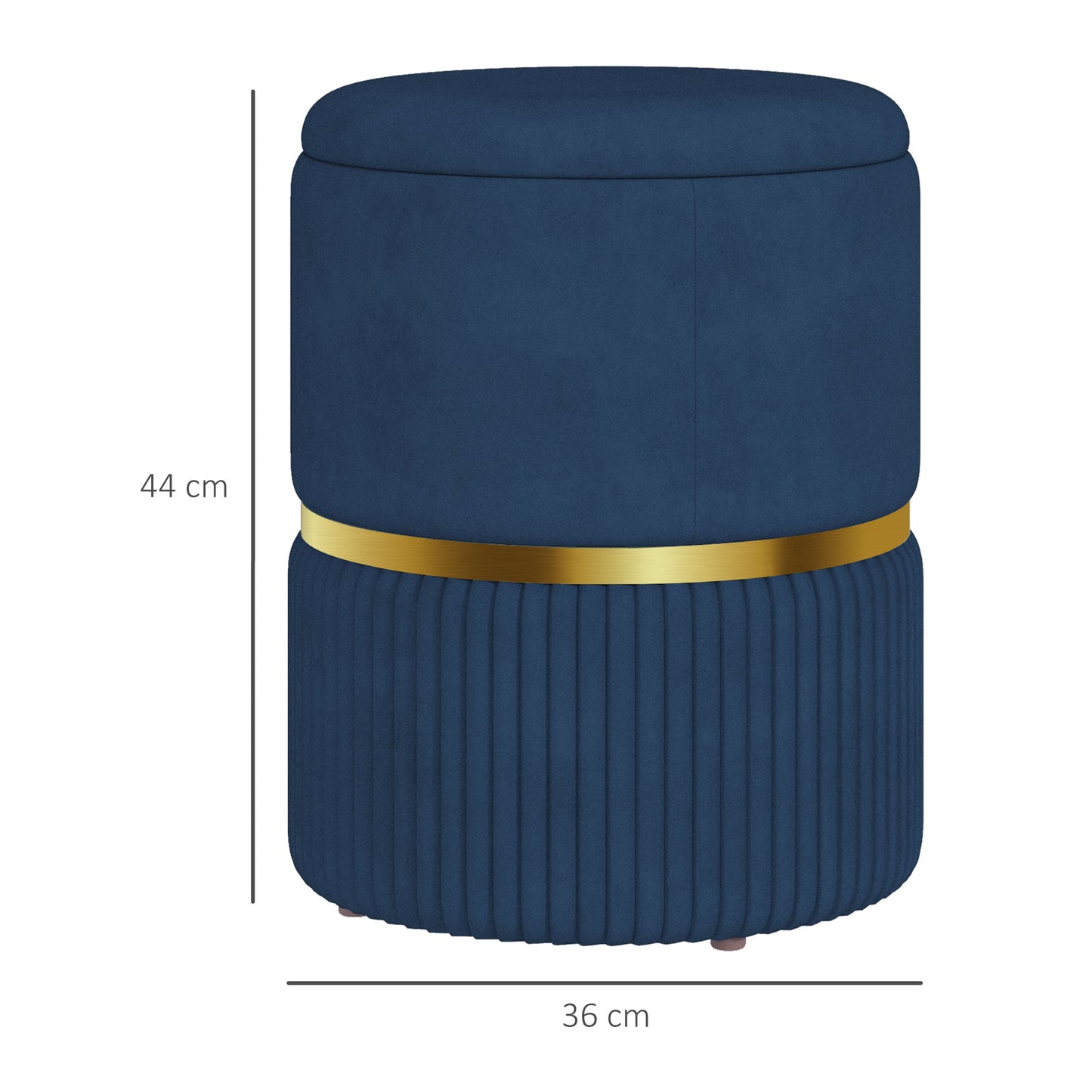 Round Storage Foot Stool, Velvet-Feel Fabric Upholstered Pouffe