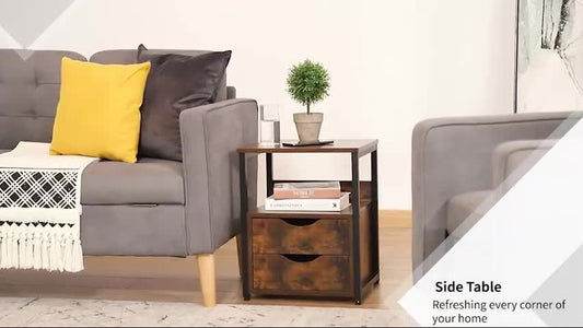 Bedroom Accent End Table with Shelf and Drawer