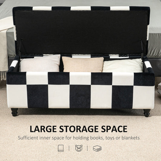 114 X 47 X 47Cm Velvet Storage Ottoman with Lid for Living Room Bedroom