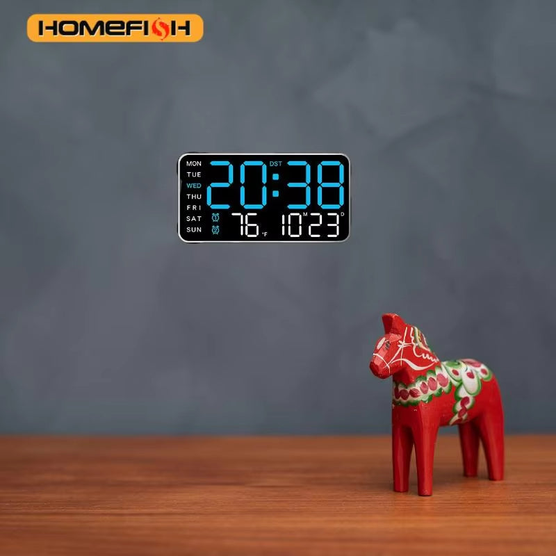 Giant Smart LED Wall Clock with Temperature