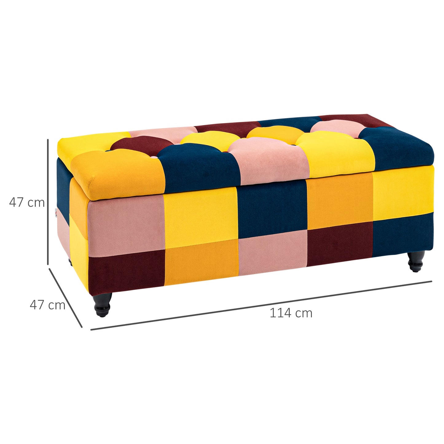 114 X 47 X 47Cm Velvet Storage Ottoman with Lid for Living Room Bedroom
