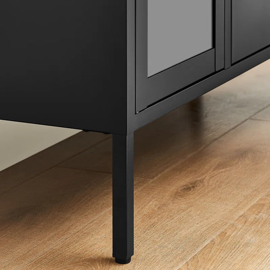 Niccolino Metal & Glass Long Sideboard or TV Cabinet - Sleek Modern Deco Design
