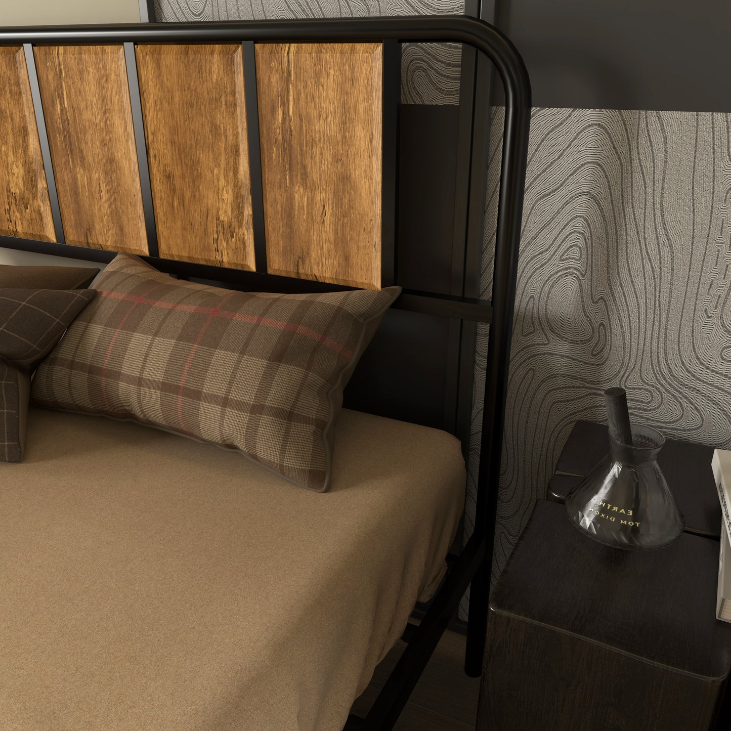 Bed Frame with Footboard and under Bed Storage Rustic Brown