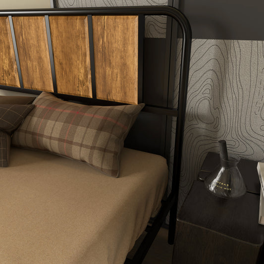Bed Frame with Footboard and under Bed Storage Rustic Brown