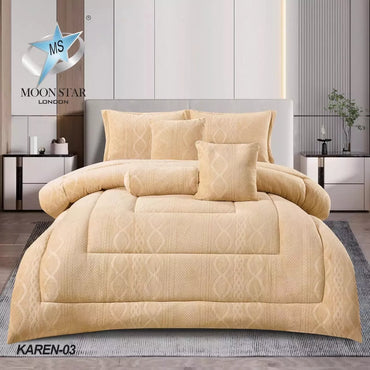 7-Piece Luxury Duvet Set with Comforter, Neck Roll, and Cushions