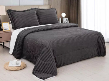 3-Piece Sherpa Bedspread King Size Bedding Set