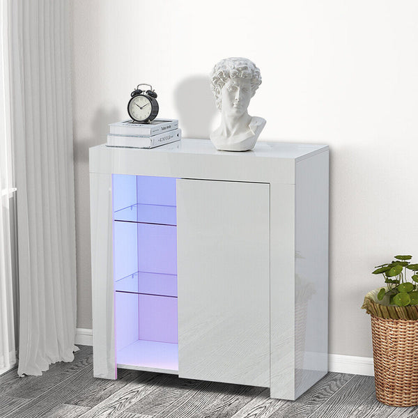 White Side Cupboard With LED