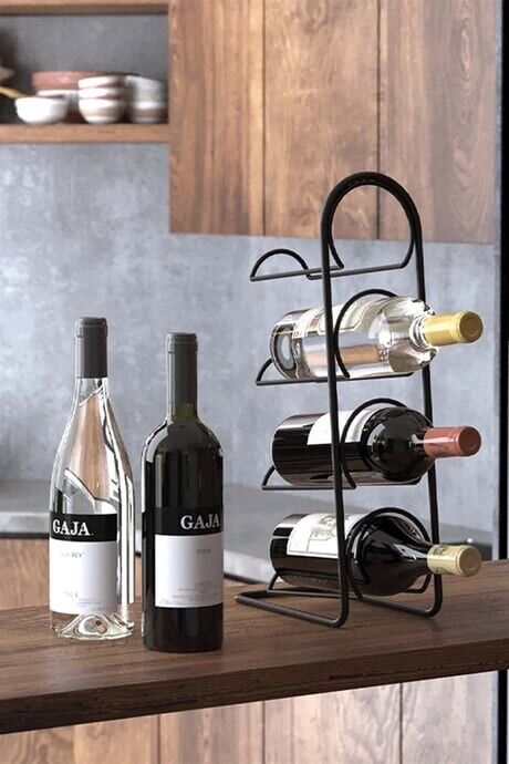 Matte Black Wine Rack 4 Bottles Holder Cabinet Kitchen Bar Storage display