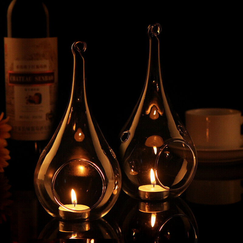 Set of 6 Teardrop Shaped Glass Candle Holder - Cints and Home