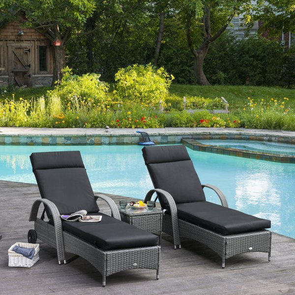 Non-Slip Set of 2 Cushion Sun Lounger Seats - Cints and Home
