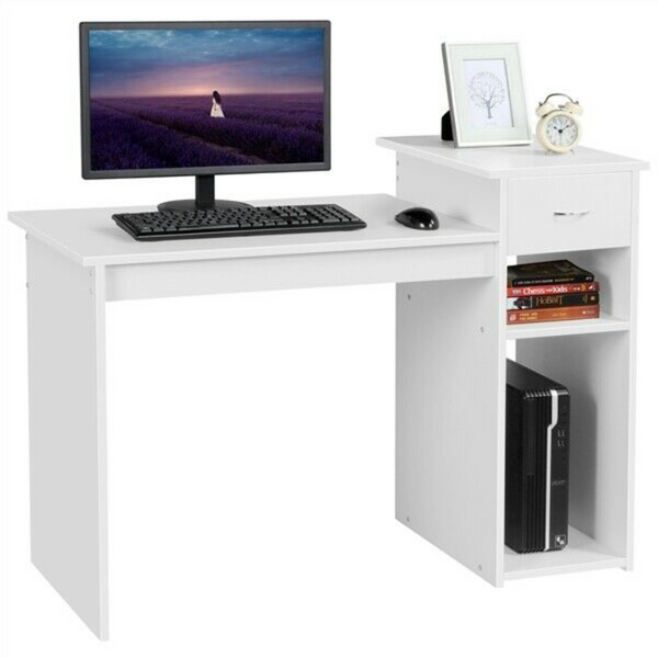 White Compact Computer Desk - Cints and Home
