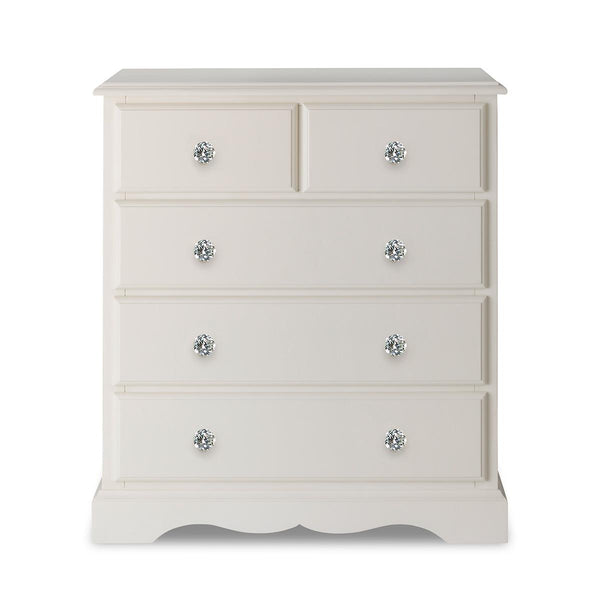 Quality 2 over 3 chest of drawers with crystal handles - Cints and Home
