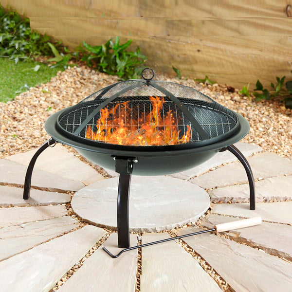 Steel BBQ Outdoor Fire Pit with Cover