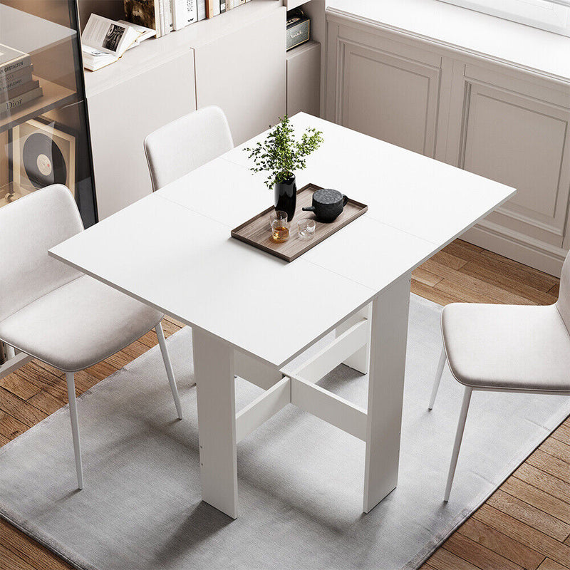 White Folding Drop Leaf Dining Table