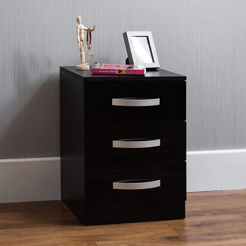 3 Drawers High Gloss Bedside Cabinet - Cints and Home