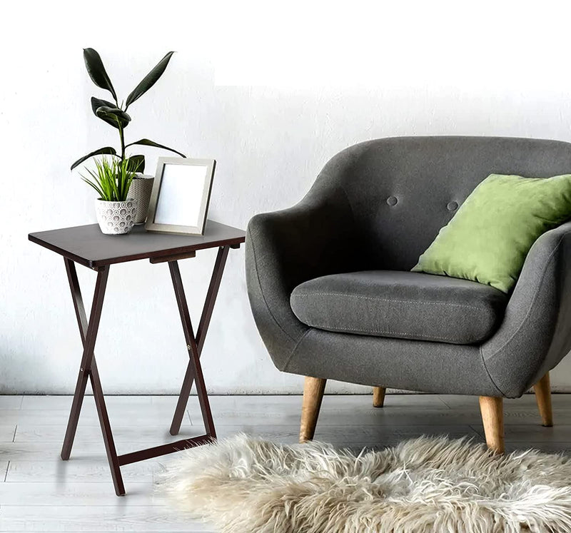 Foldable Sofa Side Snack/Coffee Table (dark walnut) - Cints and Home