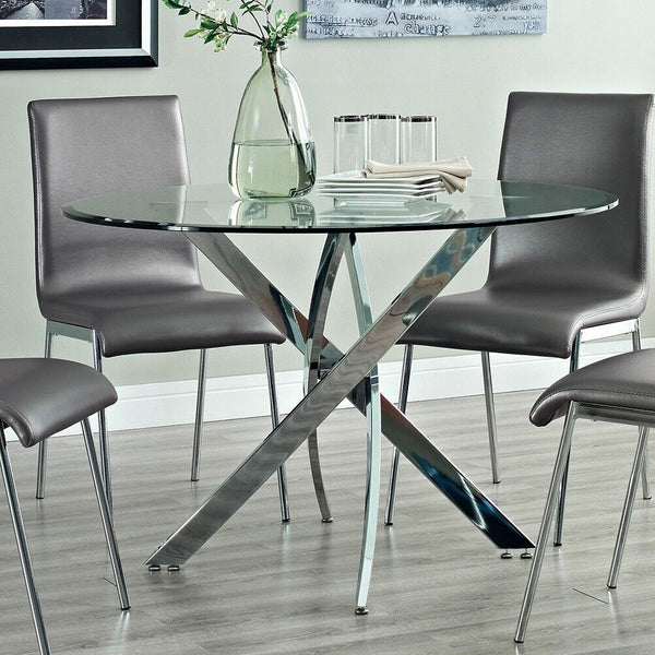 Glass Round Table With Cross Legs